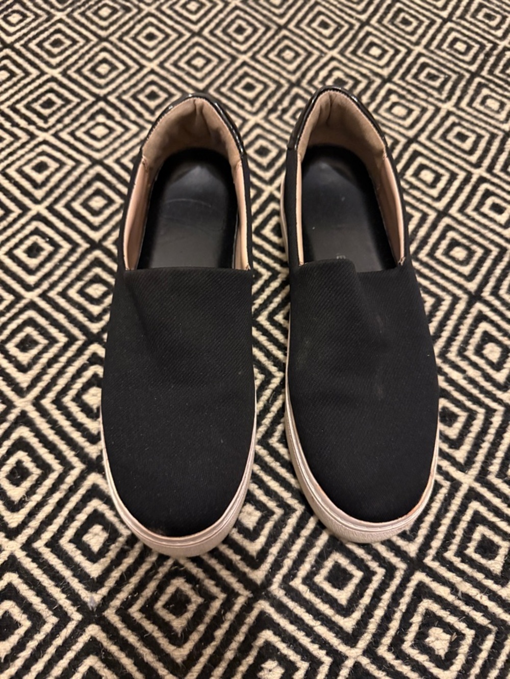 BCBGeneration Black Slip-On Sneakers with Pink Trim